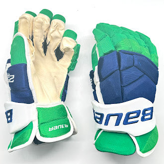 Bauer Supreme 2S - Used NHL Pro Stock Glove - Brady Skjei (Blue/Green/White)